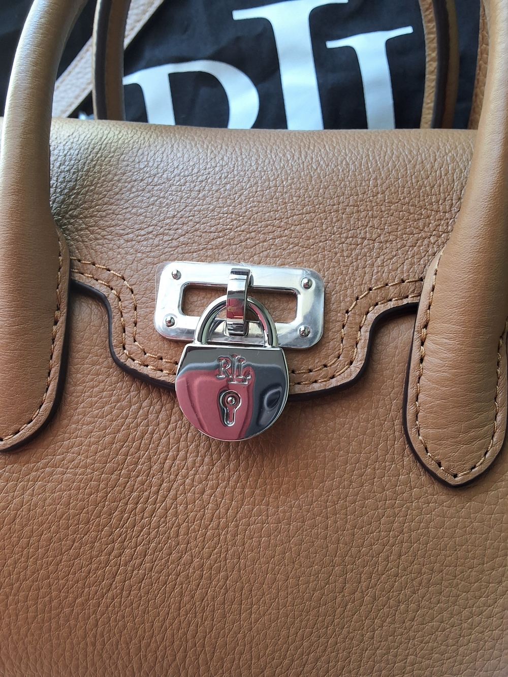 Lauren Ralph Lauren Tanner Small Satchel Leather Crossbody Bag Brown New - Picture 5 of 8